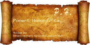 Ponert Honoráta névjegykártya